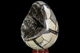 Septarian Dragon Egg Geode - Black Crystals #109976-3